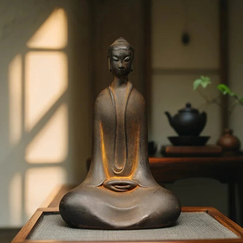 Zen Masterpiece: Handcrafted Shaolin Temple Iron Buddha Statue for Mindful Living
